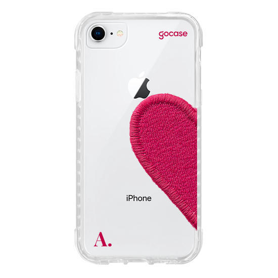 Capinha para celular  Coração Pink Bordado