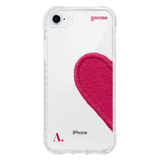 Capinha para celular  Coração Pink Bordado