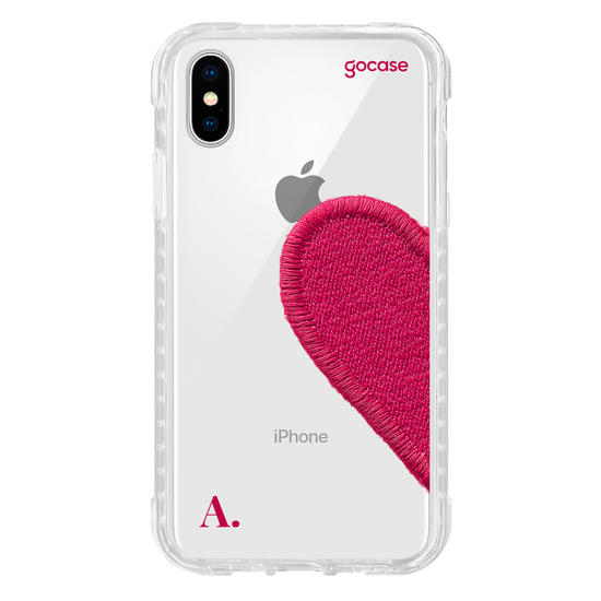 Capinha para celular  Coração Pink Bordado