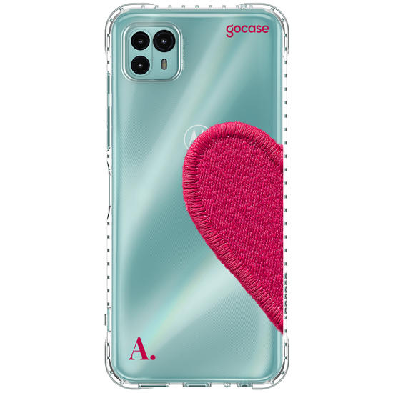 Capinha para celular  Coração Pink Bordado