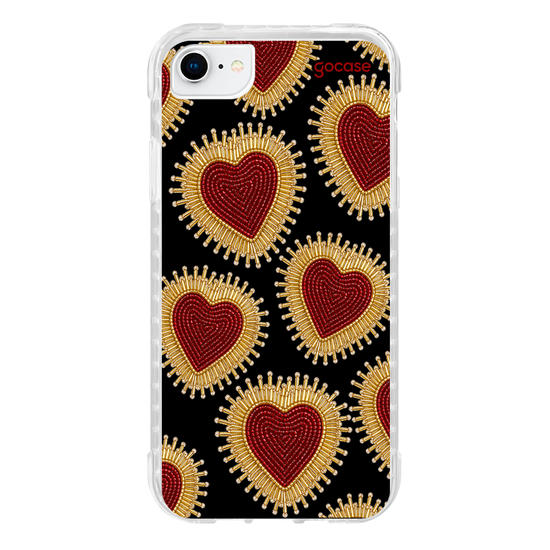 Capinha para celular  Corações Bordados Pedrarias