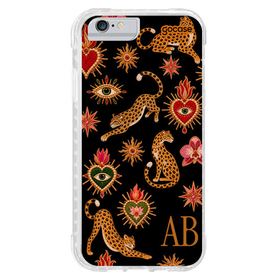 Capinha para celular  Corações e Onça Efeito Cravejado