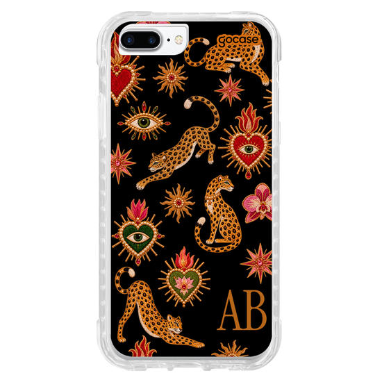 Capinha para celular  Corações e Onça Efeito Cravejado