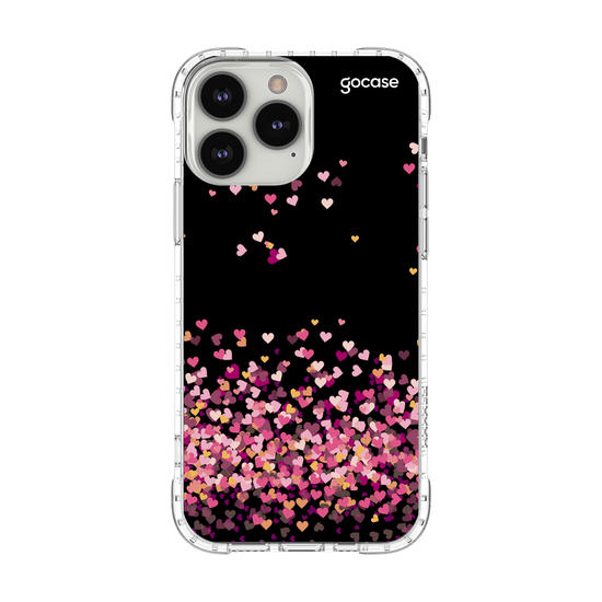 Capinha para celular Corações Flutuantes Fundo Black Manuscrita