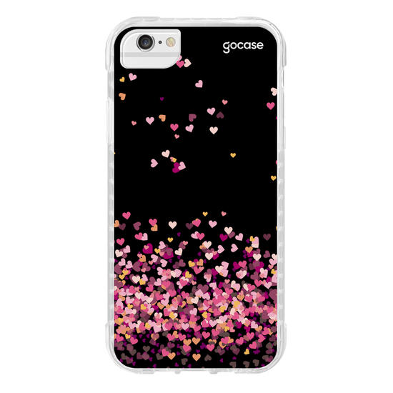 Capinha para celular Corações Flutuantes Fundo Black Manuscrita