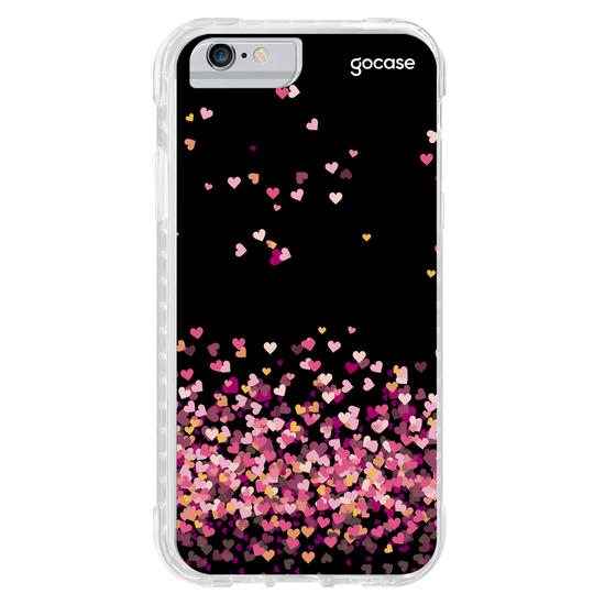Capinha para celular Corações Flutuantes Fundo Black Manuscrita