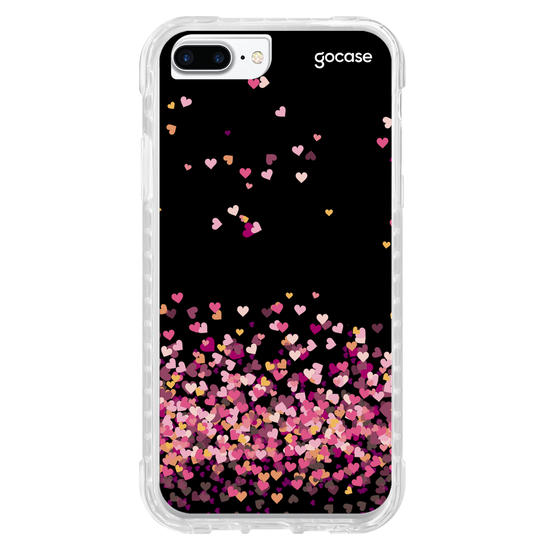 Capinha para celular Corações Flutuantes Fundo Black Manuscrita