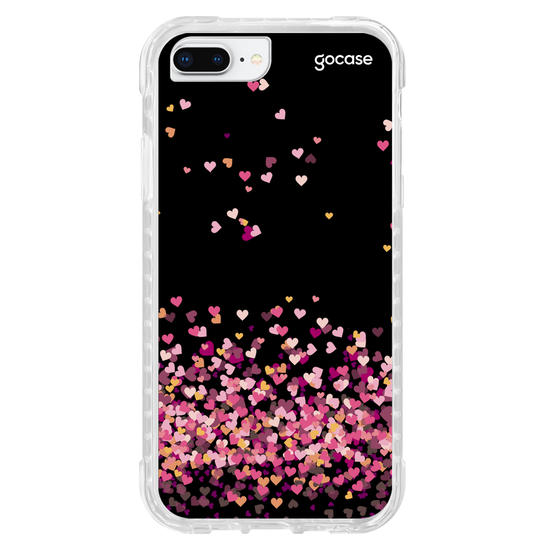 Capinha para celular Corações Flutuantes Fundo Black Manuscrita