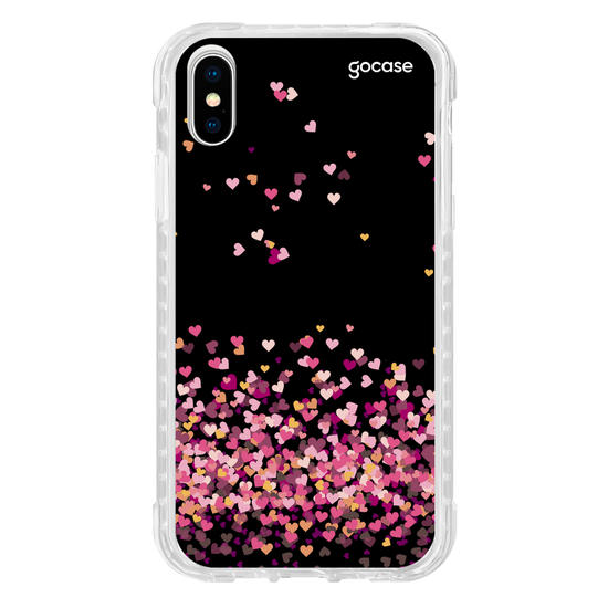 Capinha para celular Corações Flutuantes Fundo Black Manuscrita