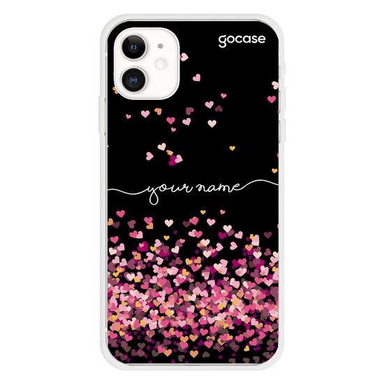 Hearts Handwritten Black Background Phone Case