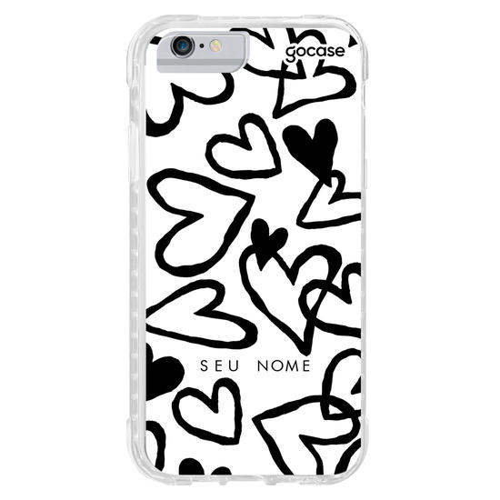 Capinha para celular Corações P&B