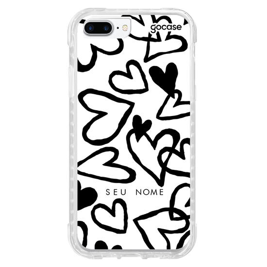 Capinha para celular Corações P&B