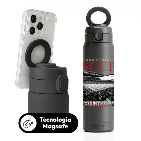 Garrafa Térmica Magsafe + Ebook - Corinthians - Black Arena