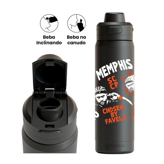 Garrafa Térmica Flip Pro + Ebook - Corinthians - Memphis Chosen By Favela Pattern