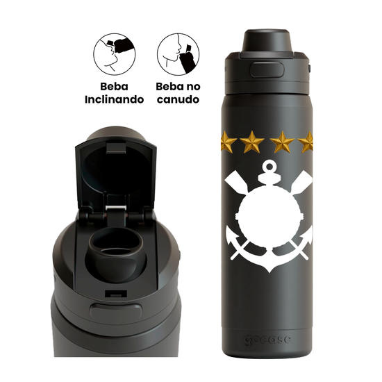 Garrafa Térmica Flip Pro + Ebook - Corinthians - Tetra Poderoso Timão