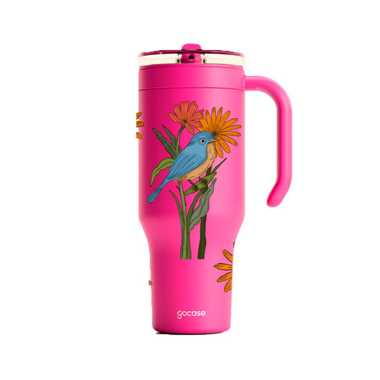 Copo Térmico Life + Ebook -  Flor e Alma - Pássaro
