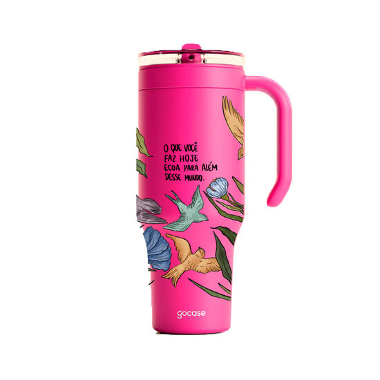 Copo Térmico Life + Ebook -  Flor e Alma - Mundo