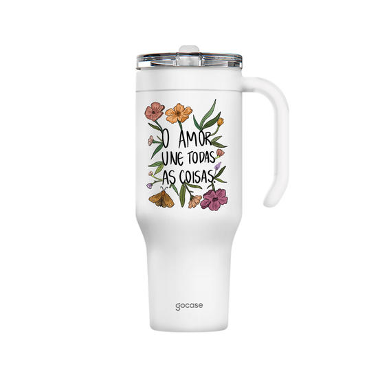 Copo Térmico Life + Ebook -  Flor e Alma - Amor