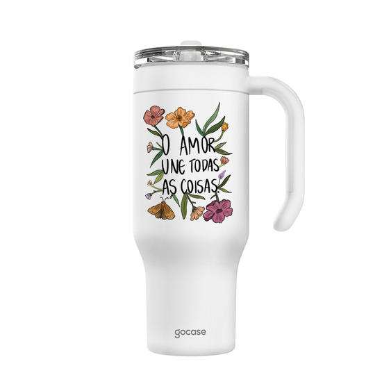 Copo Térmico Life + Ebook -  Flor e Alma - Amor