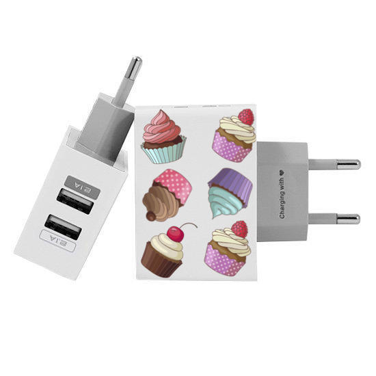 Customized Dual Usb Wall Charger for iPhone and Android Cupcakes (EU