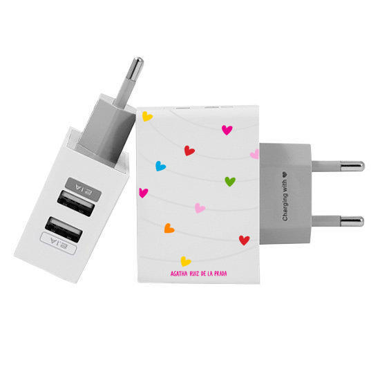 Customized Dual Usb Wall Charger for iPhone and Android - Heart Necklace