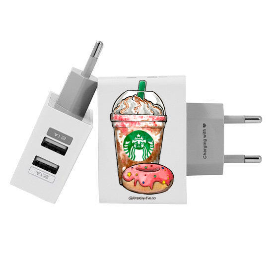 Customized Dual Usb Wall Charger for iPhone and Android - Pugbucks (EU plug compatible)