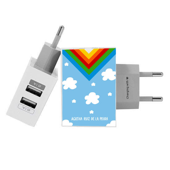 Customized Dual Usb Wall Charger for iPhone and Android - Happy Sky