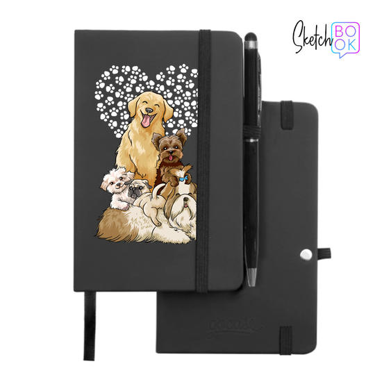 Sketchbook Black - Cute Puppies