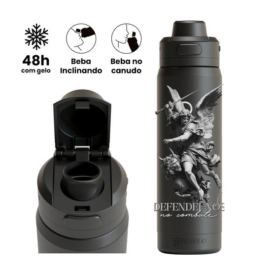 Garrafa Térmica Flip Pro - São Miguel Arcanjo - Defendei-nos No Combate