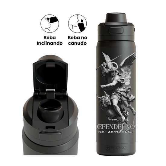 Garrafa Térmica Flip Pro + Ebook -  São Miguel Arcanjo - Defendei-nos No Combate