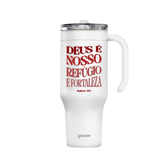 Copo Térmico Life + Ebook - Deus É Nosso Refúgio e Fortaleza