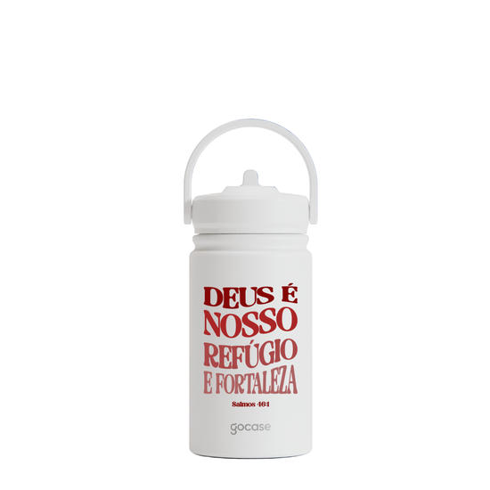 Garrafa Térmica Mini + Ebook -  Deus É Nosso Refúgio e Fortaleza