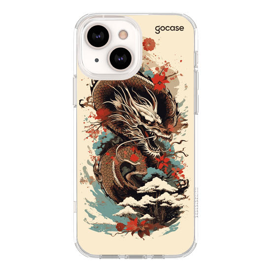 Capinha para celular Dragão Oriental - Flores de Cerejeira