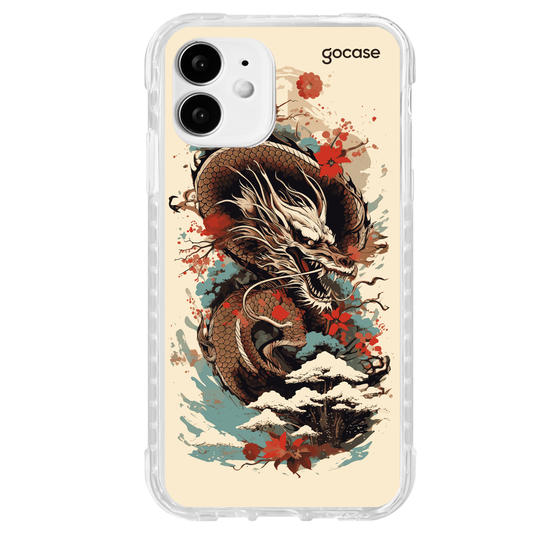 Capinha para celular  Dragão Oriental - Flores de Cerejeira