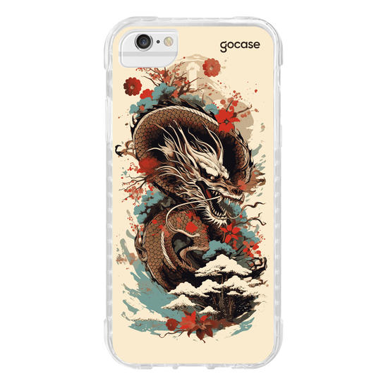 Capinha para celular  Dragão Oriental - Flores de Cerejeira