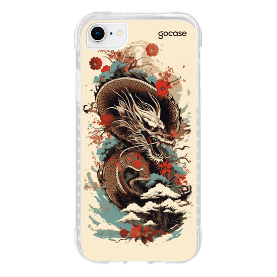 Capinha para celular  Dragão Oriental - Flores de Cerejeira