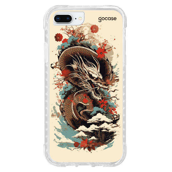 Capinha para celular  Dragão Oriental - Flores de Cerejeira