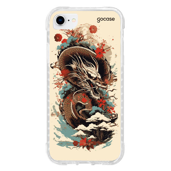 Capinha para celular  Dragão Oriental - Flores de Cerejeira