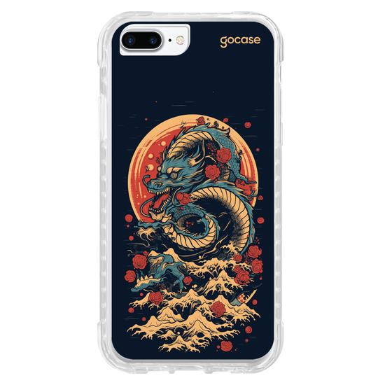 Capinha para celular  Dragão Oriental - Rosas