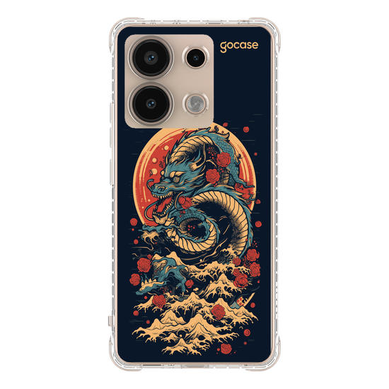 Capinha para celular  Dragão Oriental - Rosas