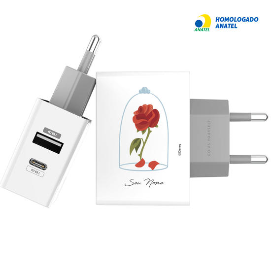 Carregador Turbo Power Gocase - Iphone / Android -  Disney - A Bela e a Fera - Rosa