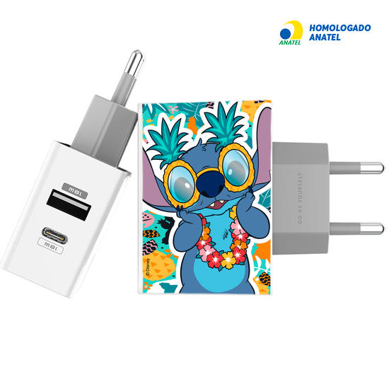 Carregador Turbo Power Gocase - Iphone / Android -  Lilo e Stitch - Stitch Folhagem Turquesa