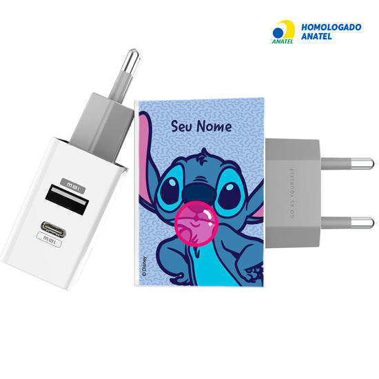Carregador Turbo Power Gocase - Iphone / Android -  Lilo e Stitch - Stitch Caretas