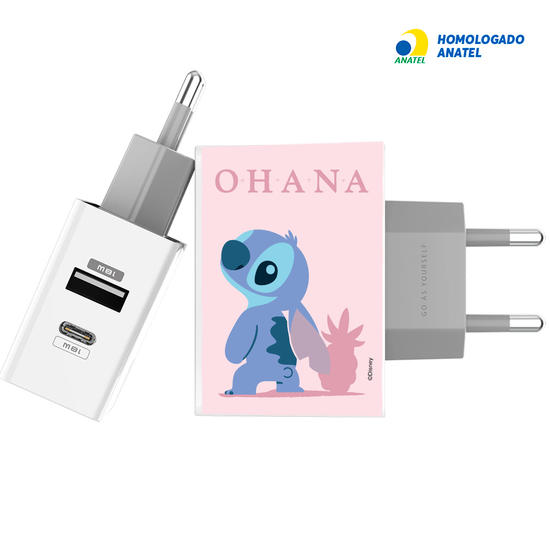 Carregador Turbo Power Gocase - Iphone / Android -  Lilo e Stitch - Stitch Ohana