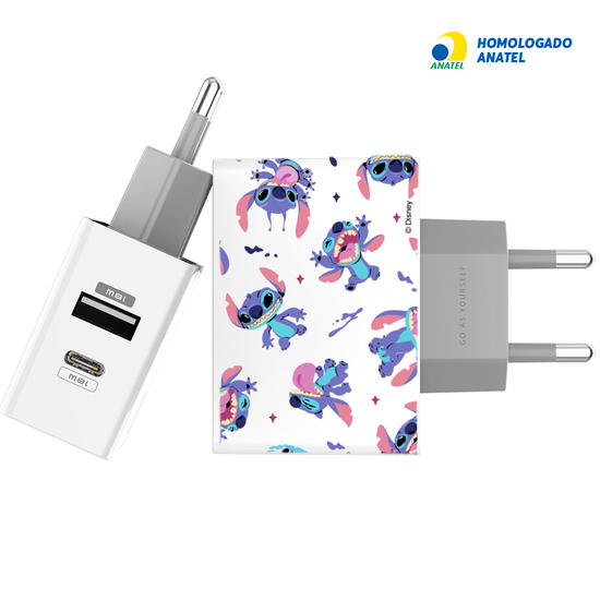 Carregador Turbo Power Gocase - Iphone / Android -  Lilo e Stitch - Stitch Patches