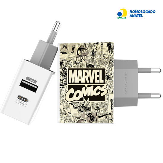 Carregador Turbo Power Gocase - Iphone / Android -  Marvel Comics - Vintage Logo