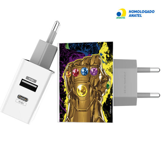 Carregador Turbo Power Gocase - Iphone / Android -  Marvel - Vingadores, Manopla do Infinito
