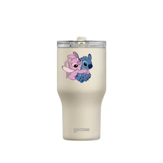 Copo Térmico Daily + Ebook -  Lilo & Stitch - Stitch e Angel