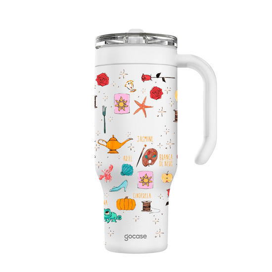 Copo Térmico Life + Ebook -  Princesas - Pattern Princess Elements