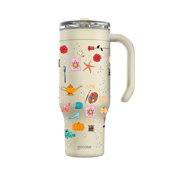 Copo Térmico Life + Ebook -  Princesas - Pattern Princess Elements